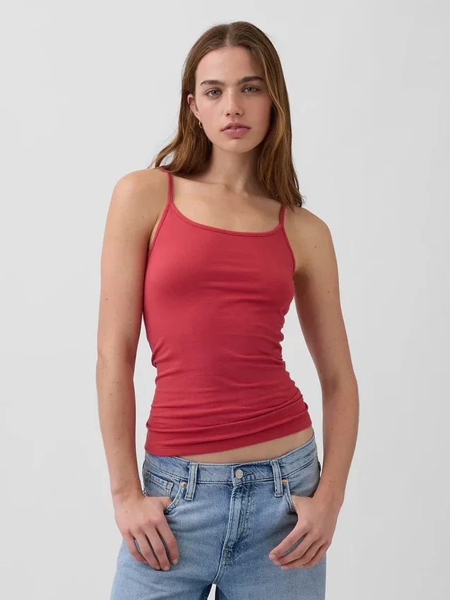 Camiseta sin mangas básica de punto tupido