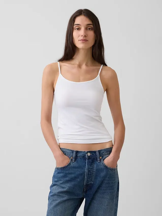 Camiseta sin mangas básica de punto tupido
