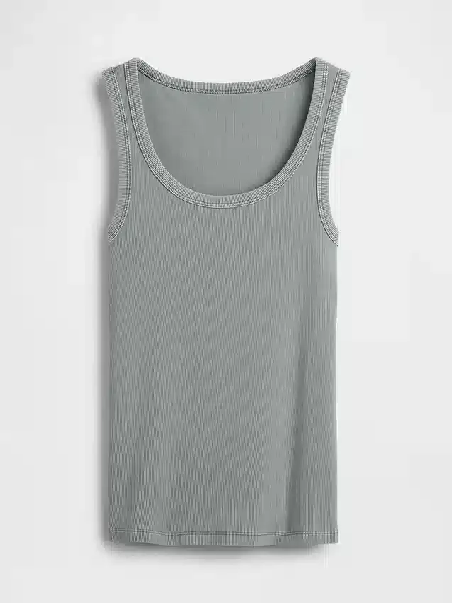 Camiseta sin mangas con cuello redondo acanalado