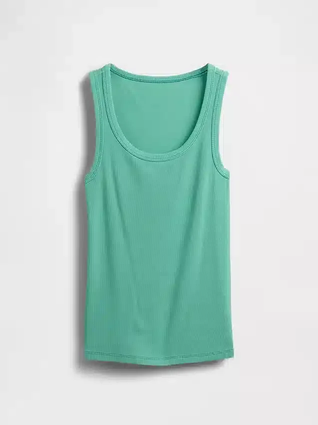 Camiseta sin mangas con cuello redondo acanalado