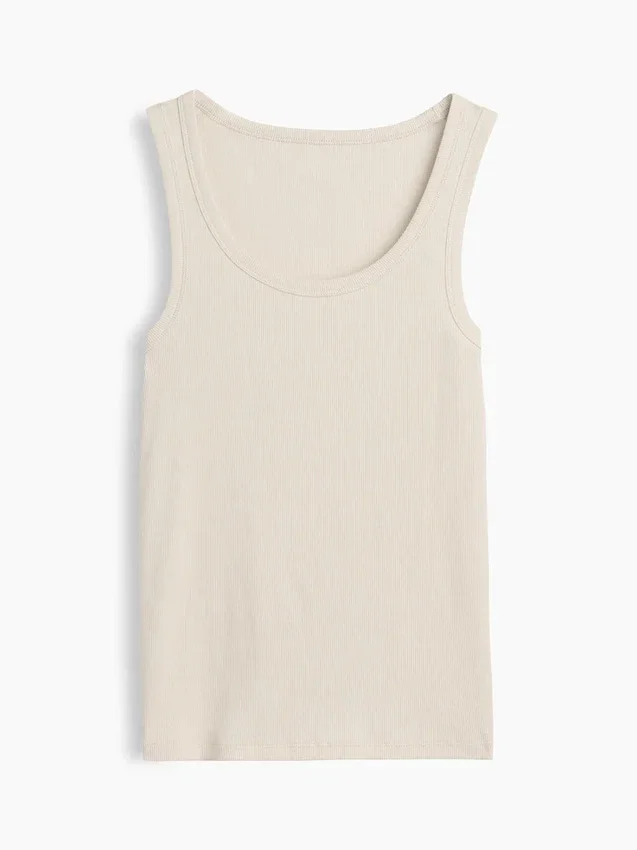 Camiseta sin mangas con cuello redondo acanalado