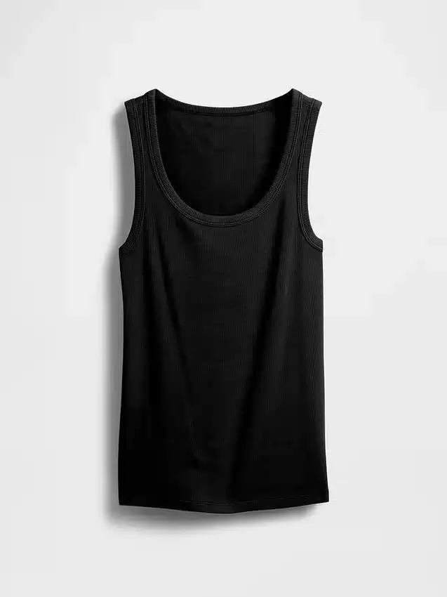 Camiseta sin mangas con cuello redondo acanalado