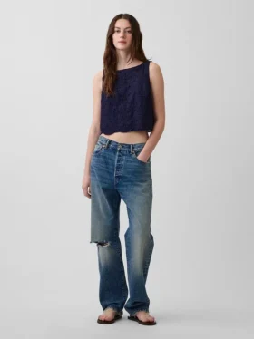 Camiseta sin mangas corta con ojales