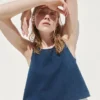Camiseta sin mangas corta de denim de gasa de algodón