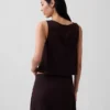Camiseta sin mangas corta de mezcla de lino