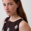 Camiseta sin mangas corta de mezcla de lino