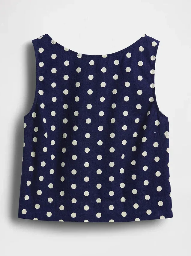 Camiseta sin mangas corta de mezcla de lino