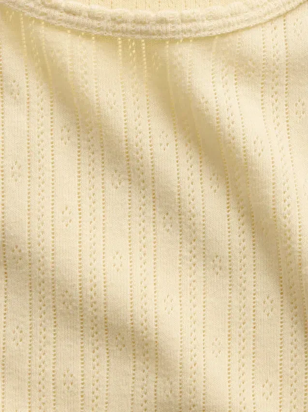 Camiseta sin mangas corta de punto pointelle
