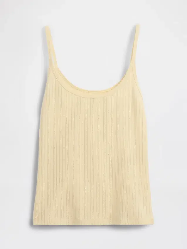 Camiseta sin mangas corta de punto pointelle