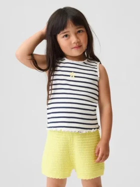 Camiseta sin mangas de bebé y Niño con rayas y ribete