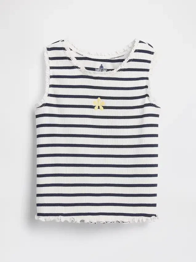 Camiseta sin mangas de bebé y Niño con rayas y ribete