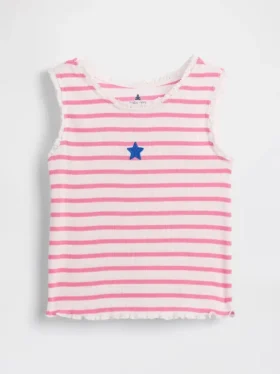 Camiseta sin mangas de bebé y Niño con rayas y ribete