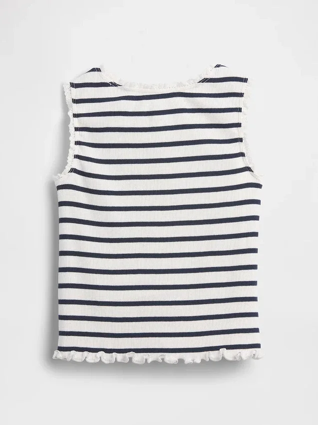Camiseta sin mangas de bebé y Niño con rayas y ribete