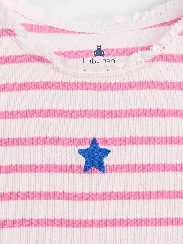 Camiseta sin mangas de bebé y Niño con rayas y ribete