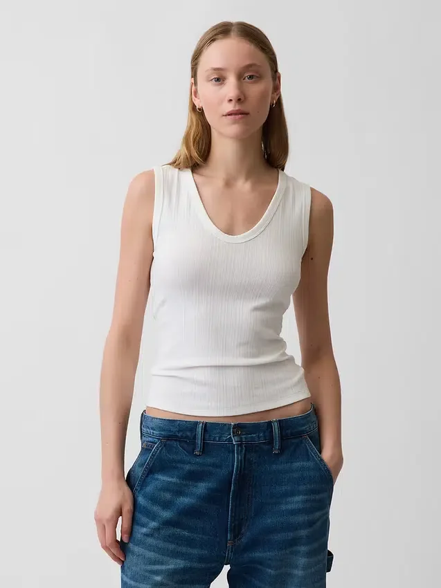 Camiseta sin mangas de canalé multicolor