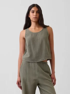 Camiseta sin mangas de gasa de algodón estilo «racer»