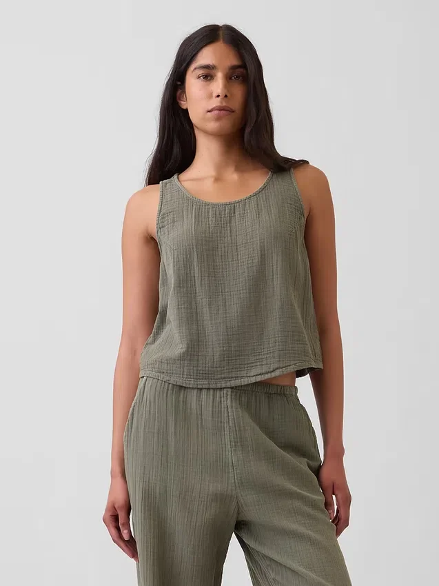 Camiseta sin mangas de gasa de algodón estilo «racer»
