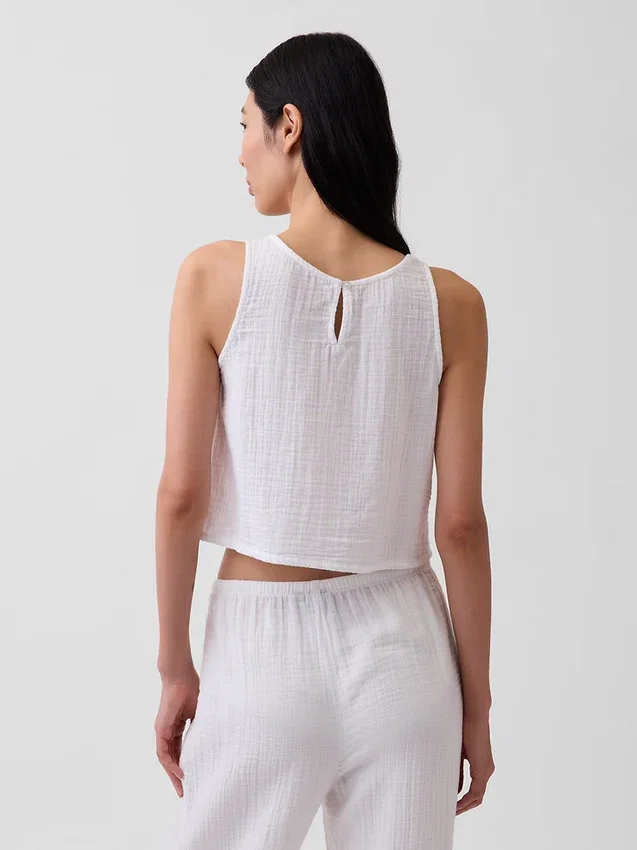 Camiseta sin mangas de gasa de algodón estilo «racer»