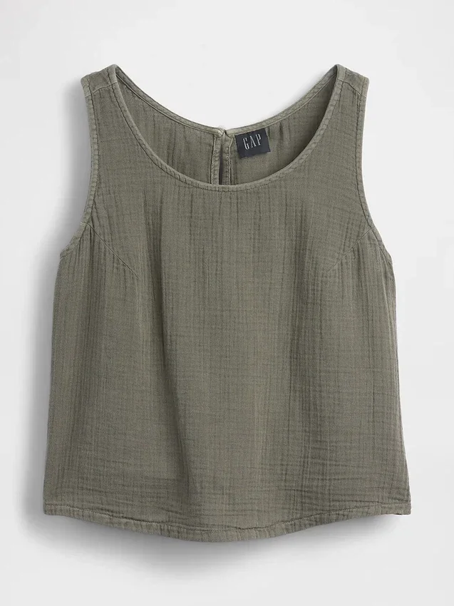 Camiseta sin mangas de gasa de algodón estilo «racer»