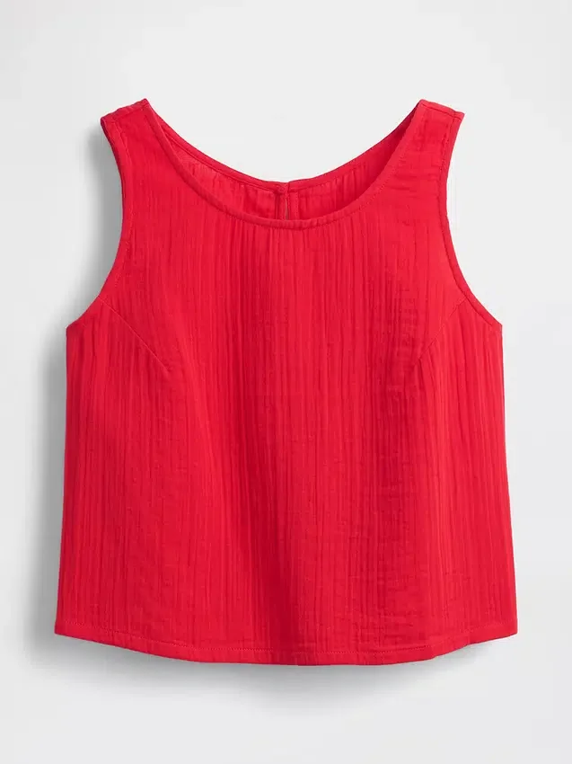 Camiseta sin mangas de gasa de algodón estilo «racer»