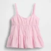 Camiseta sin mangas de gasa de algodón para niños con volantes