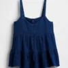 Camiseta sin mangas de gasa de algodón para niños con volantes
