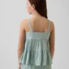 Camiseta sin mangas de gasa de algodón para niños con volantes