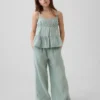 Camiseta sin mangas de gasa de algodón para niños con volantes