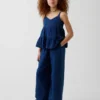 Camiseta sin mangas de gasa de algodón para niños con volantes