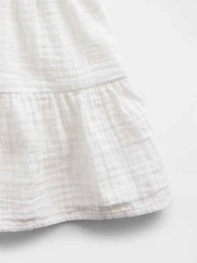 Camiseta sin mangas de gasa de algodón para niños con volantes