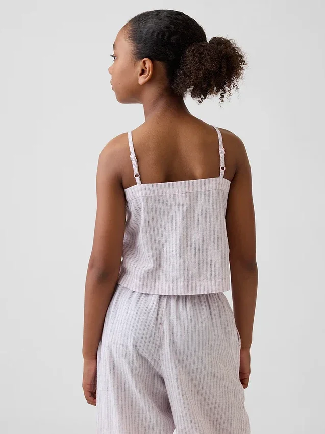 Camiseta sin mangas de lino y algodón para niños