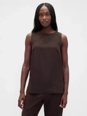 Camiseta sin mangas de mezcla de lino