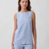 Camiseta sin mangas de mezcla de lino