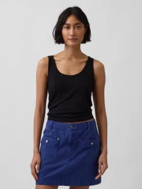 Camiseta sin mangas de mezcla de lino