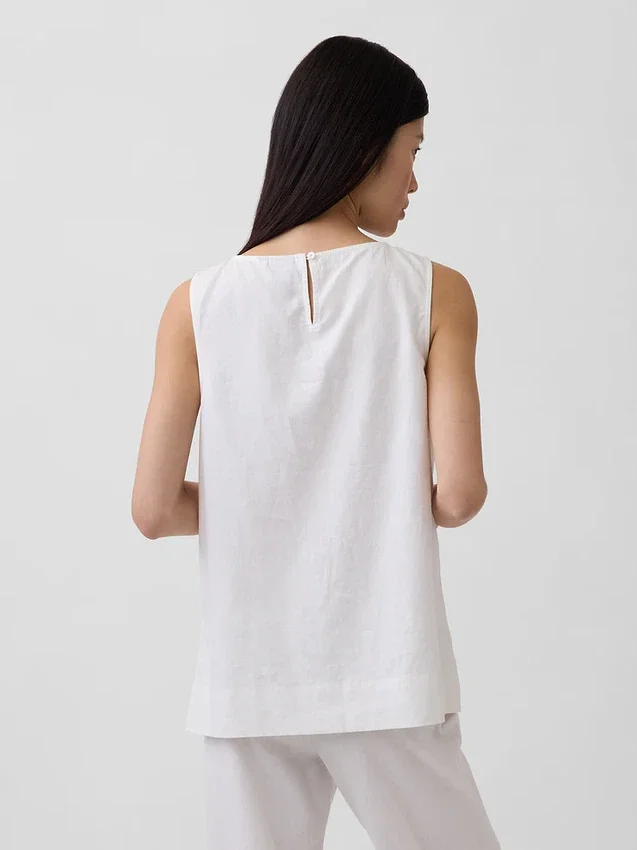 Camiseta sin mangas de mezcla de lino