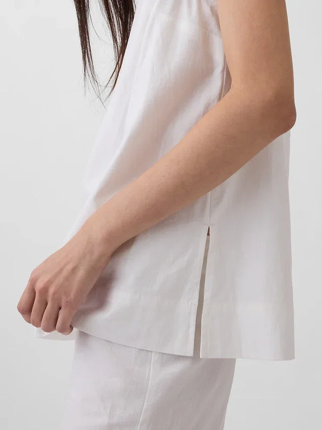 Camiseta sin mangas de mezcla de lino