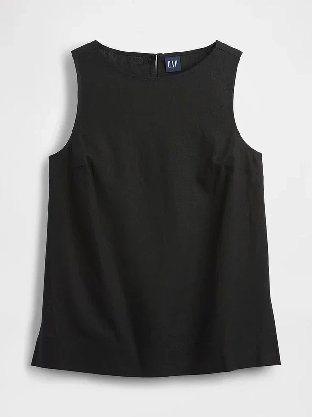 Camiseta sin mangas de mezcla de lino