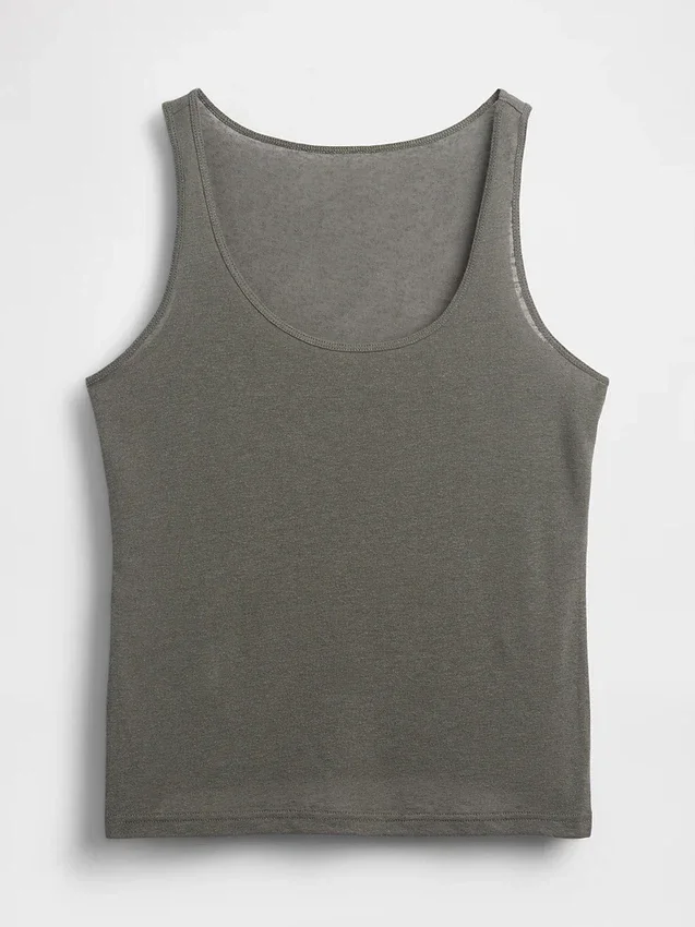 Camiseta sin mangas de mezcla de lino