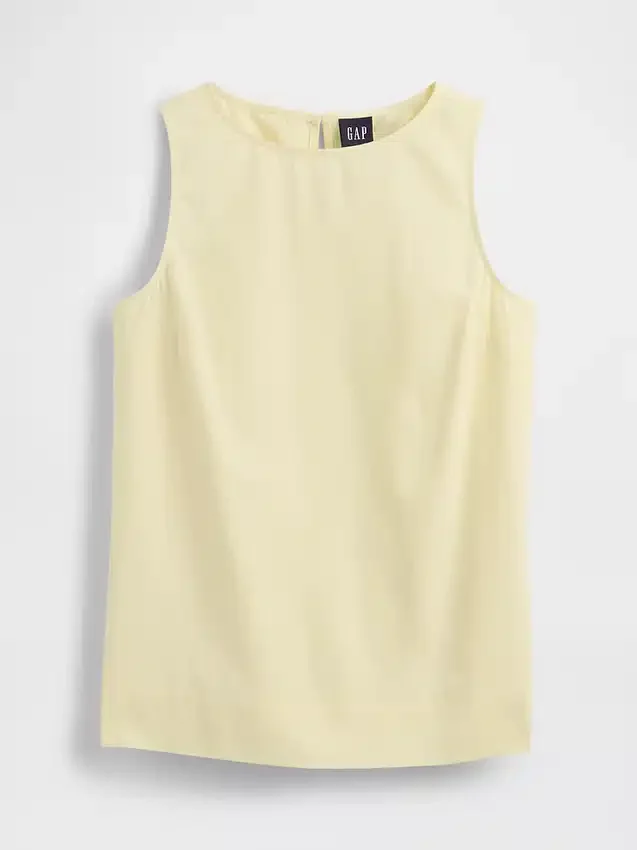 Camiseta sin mangas de mezcla de lino