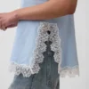 Camiseta sin mangas de mezcla de lino con ribete de encaje