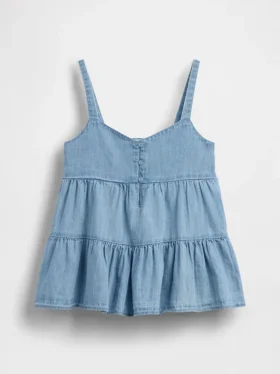 Camiseta sin mangas de mezclilla con volantes para niños