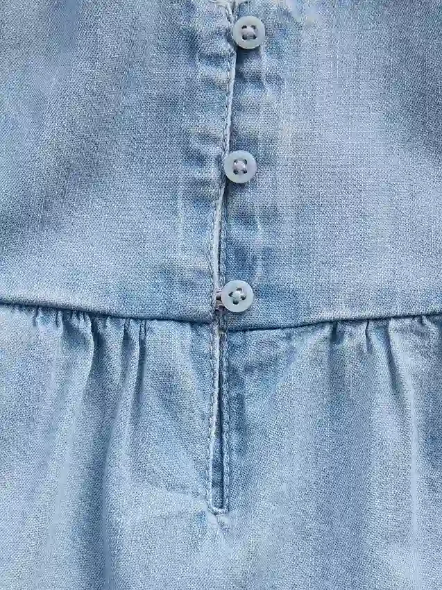 Camiseta sin mangas de mezclilla con volantes para niños