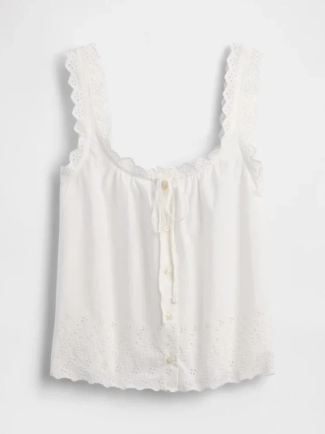 Camiseta sin mangas de pijama bordada
