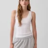 Camiseta sin mangas de pijama con ribete de encaje y costuras finas
