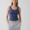 Camiseta sin mangas de pijama con ribete de encaje y costuras finas