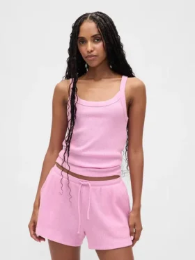 Camiseta sin mangas de pijama con tejido tipo waffle