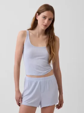 Camiseta sin mangas de pijama de modal acanalado, muy suave