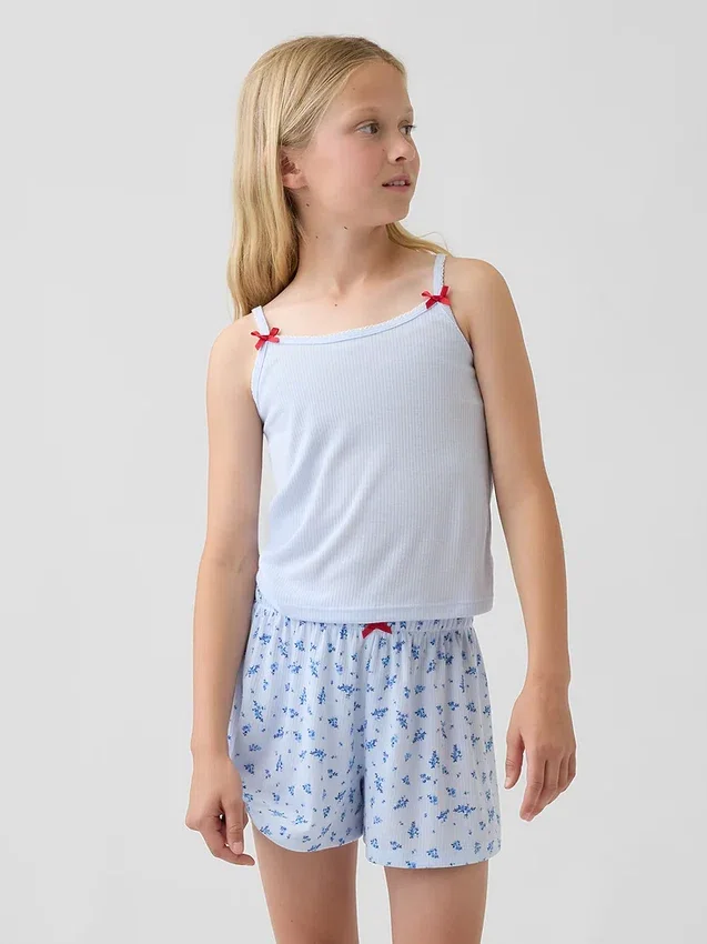Camiseta sin mangas de pijama de punto acanalado reciclado para niños
