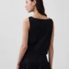 Camiseta sin mangas de popelín con cuello de barco