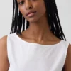Camiseta sin mangas de popelín con cuello de barco